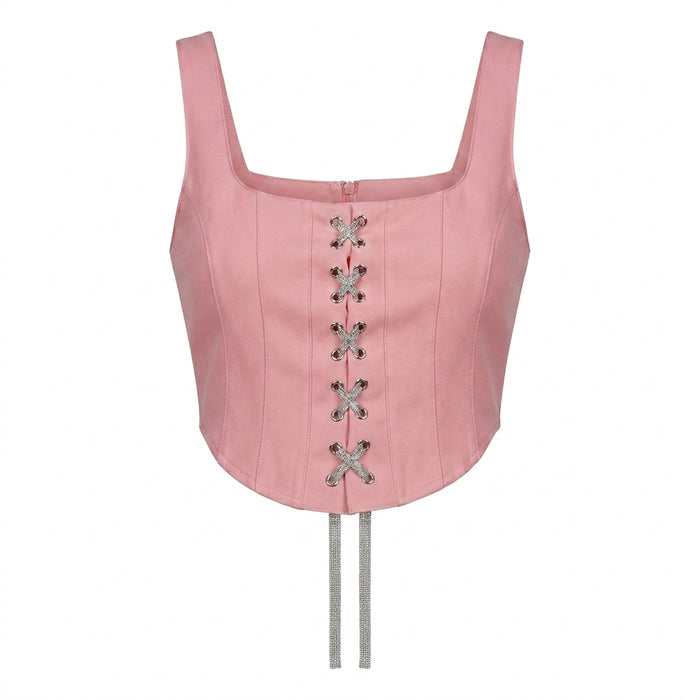 Women Corset Style Crop Top With Lace Up