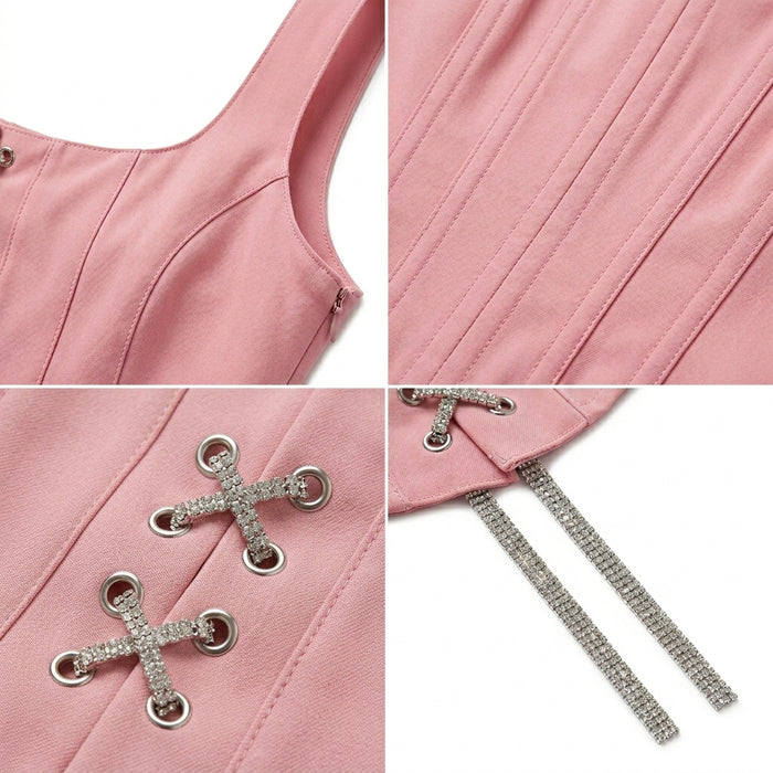 Women Corset Style Crop Top With Lace Up