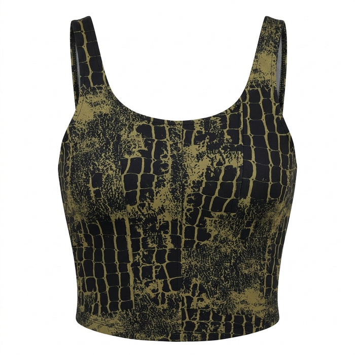 Women Crocodile Print Sleeveless Crop Top