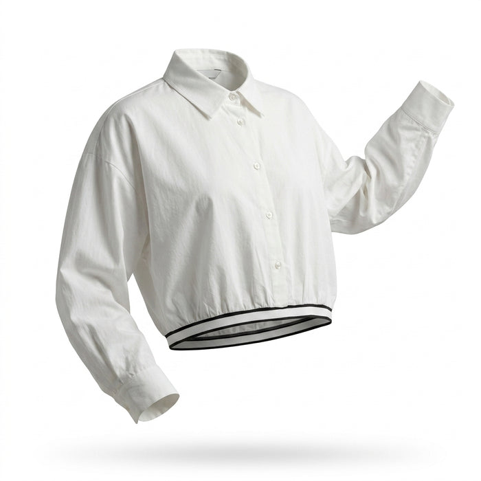 Women Cropped Button Front Shirt