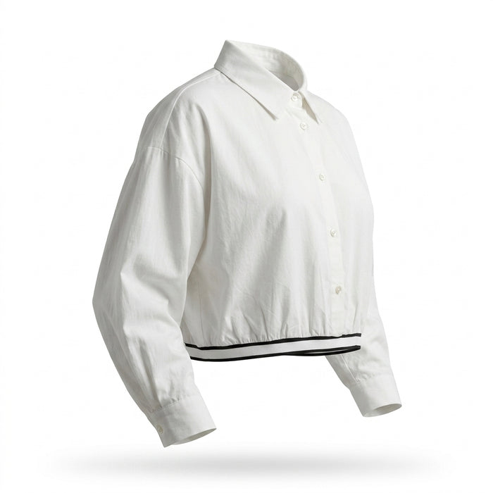 Women Cropped Button Front Shirt