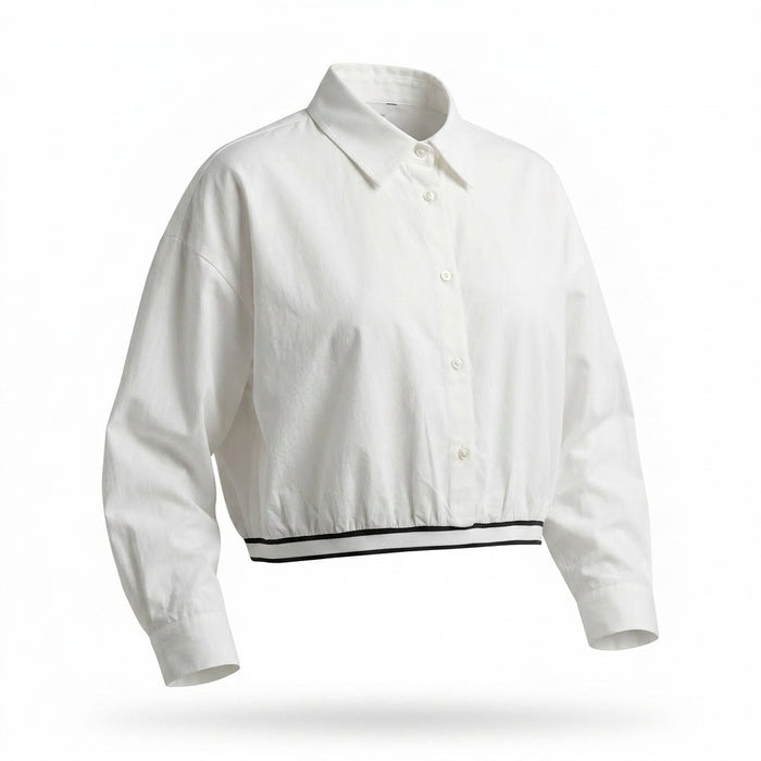 Women Cropped Button Front Shirt
