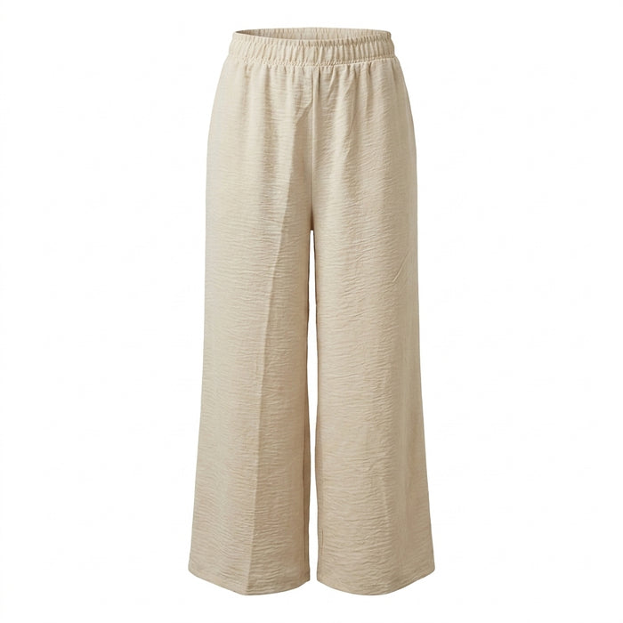 Women Elastic Waist Wide Leg Pants