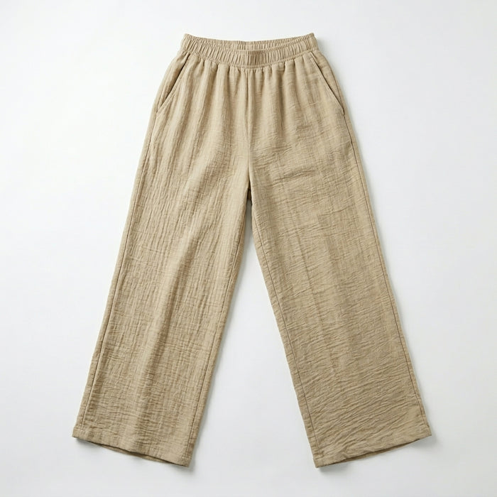Women Elastic Waist Wide Leg Pants