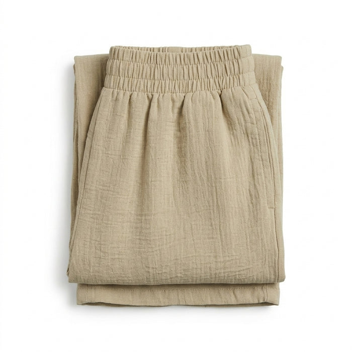 Women Elastic Waist Wide Leg Pants