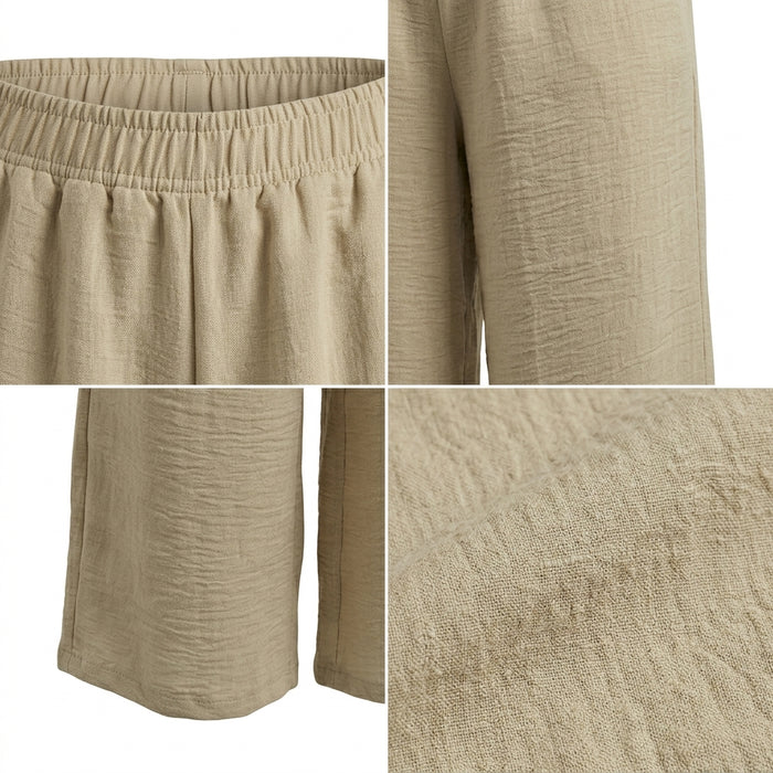 Women Elastic Waist Wide Leg Pants