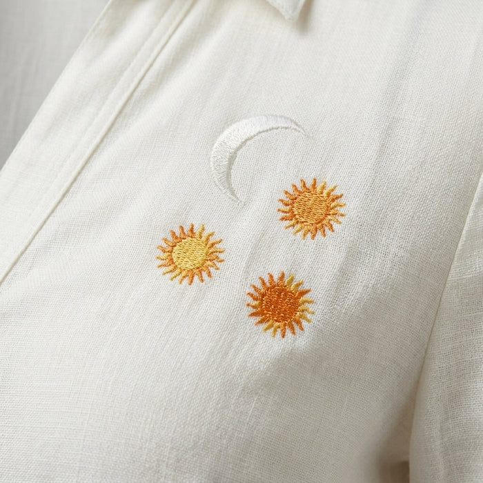 Women Embroidered Button Front Blouse