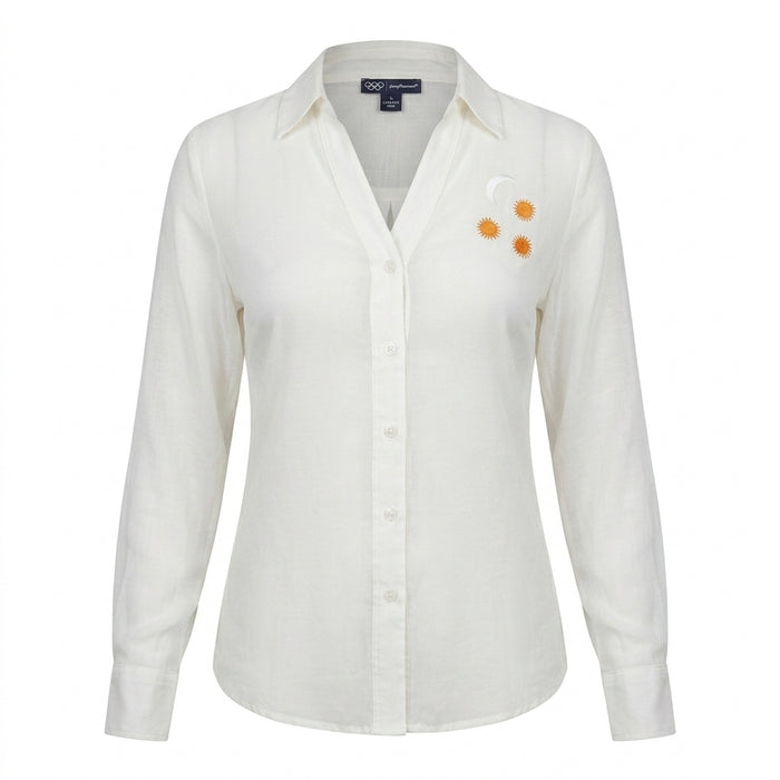 Women Embroidered Button Front Blouse