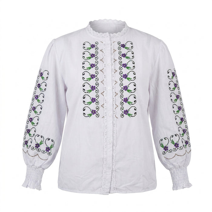 Women Embroidered Long Sleeve Blouse