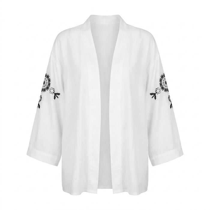 Women Embroidered Open Front Cover Up Blouse