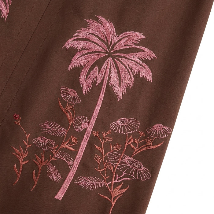 Women Embroidered Palm Tree Maxi Dress