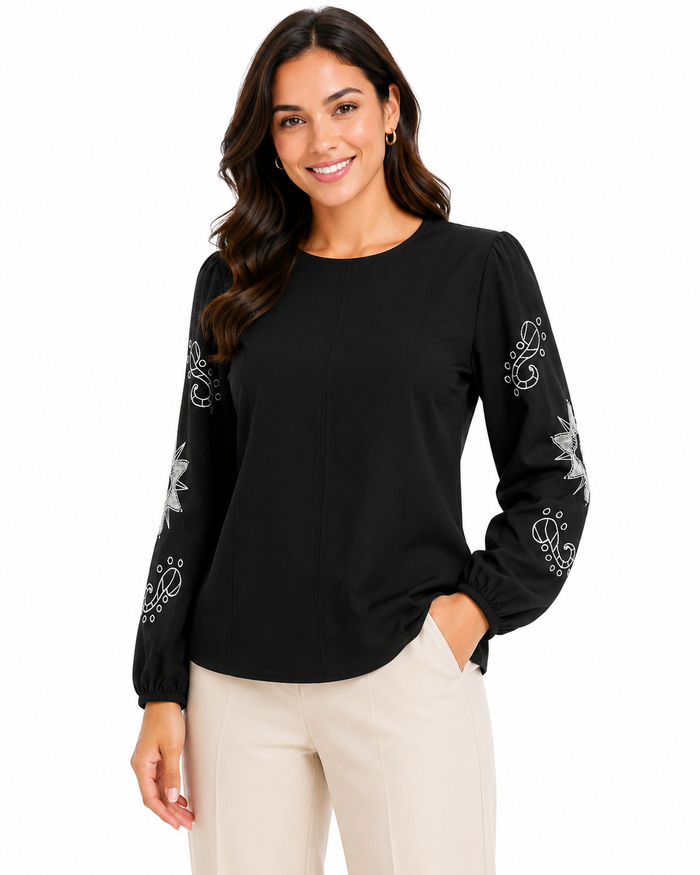 Women Embroidered Sleeve Blouse