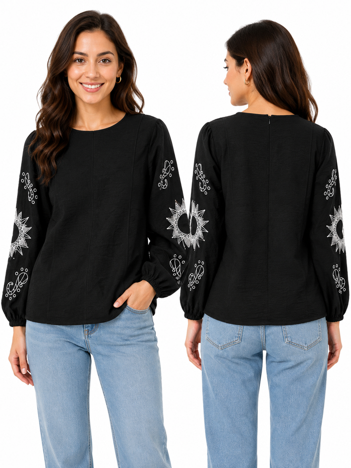 Women Embroidered Sleeve Blouse