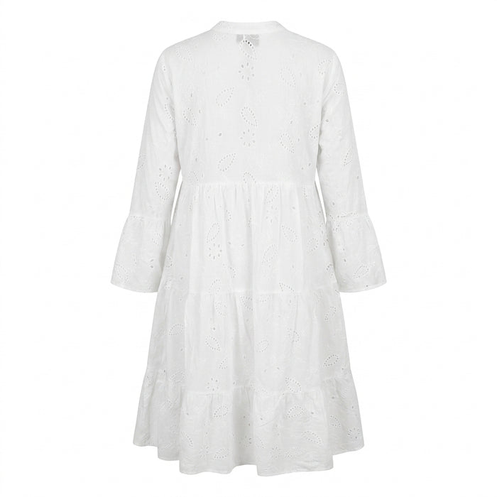 Women Embroidered Tiered Midi Dress