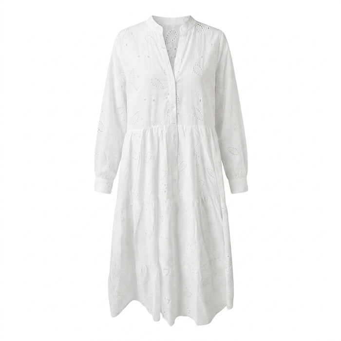 Women Embroidered Tiered Midi Dress