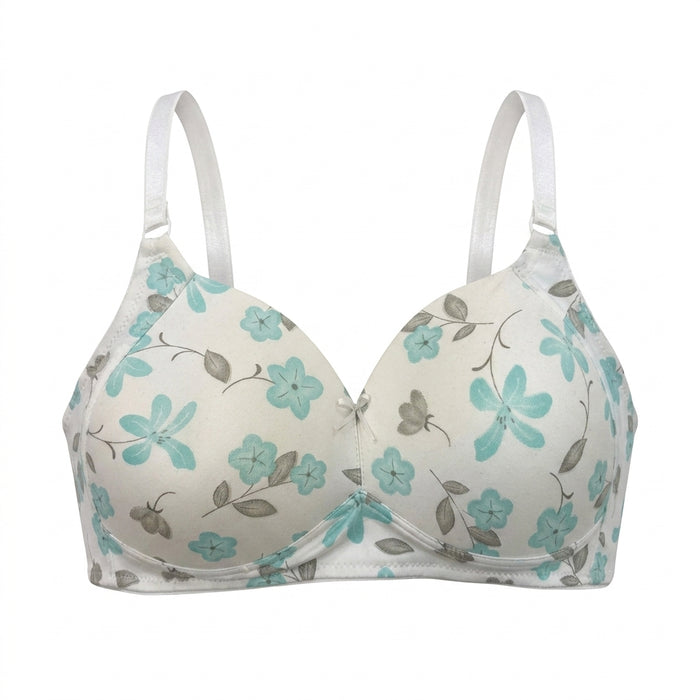 Women Floral Print Lightly Padded Bra And Brief Set