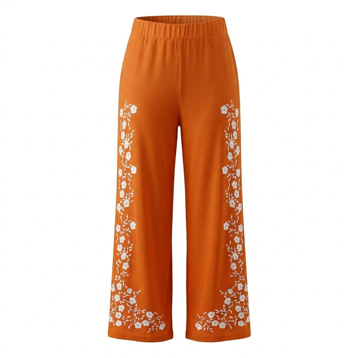 Women Floral Print Wide Leg Pants