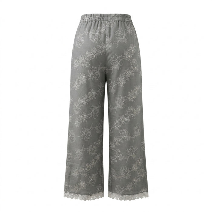 Women Floral Print Wide Leg Pants