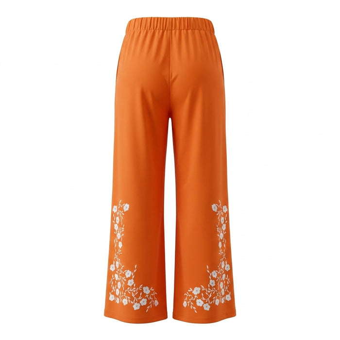Women Floral Print Wide Leg Pants