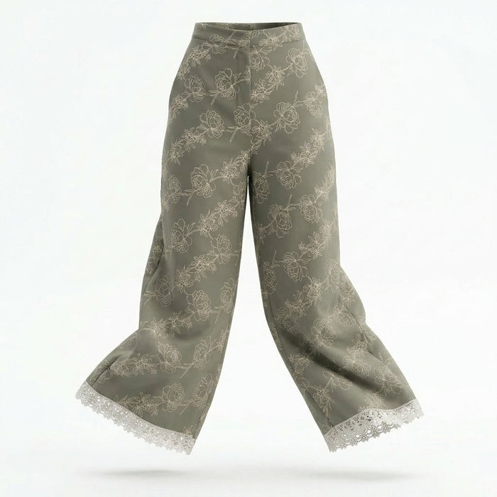 Women Floral Print Wide Leg Pants