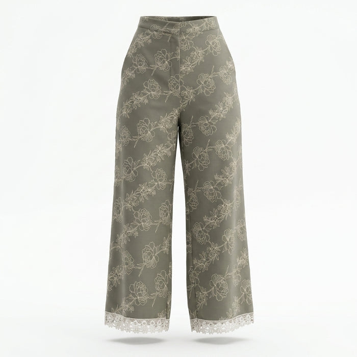 Women Floral Print Wide Leg Pants