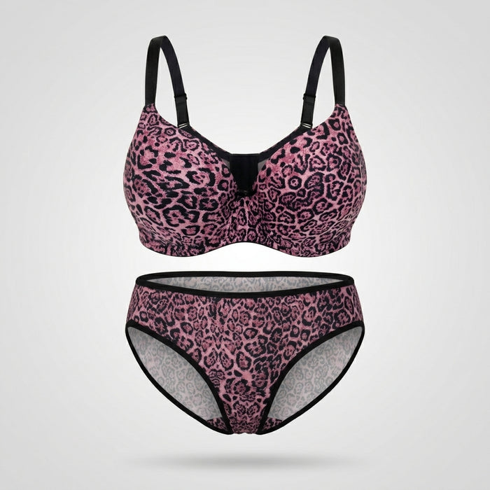 Women Floral Print Wire Free Lightly Padded Bra And Brief Set