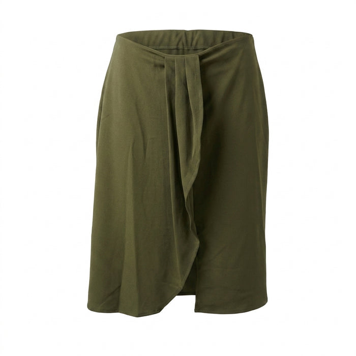Women Front Drape Midi Skirt