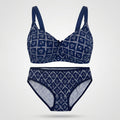 Women Geometric Print Wire Free Lightly Padded Bra And Brief Set