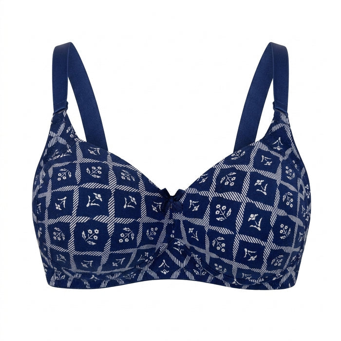 Women Geometric Print Wire Free Lightly Padded Bra And Brief Set