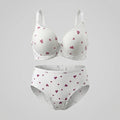 Women Heart Print Lightly Padded Bra And Brief Set