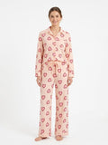 Women Heart Print Long Sleeve Pajama Set