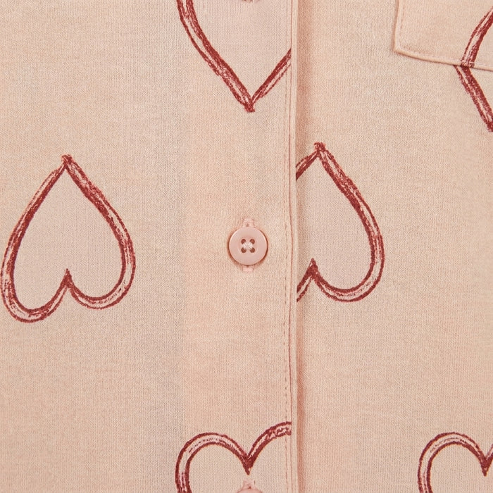 Women Heart Print Long Sleeve Pajama Set
