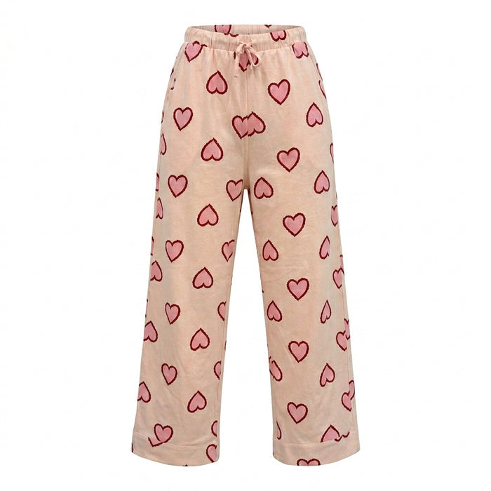 Women Heart Print Long Sleeve Pajama Set