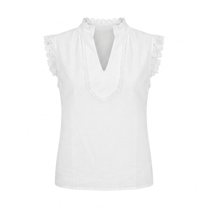 Women Lace Sleeve V Neck Blouse