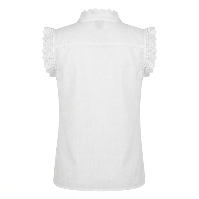 Women Lace Sleeve V Neck Blouse