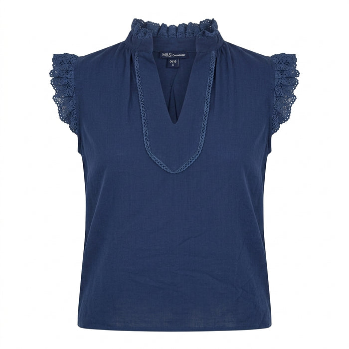 Women Lace Sleeve V Neck Blouse