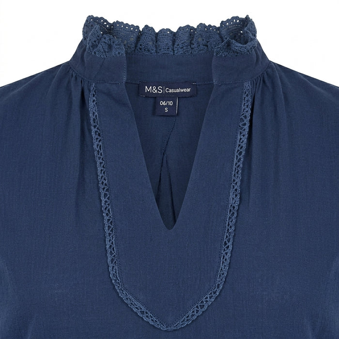 Women Lace Sleeve V Neck Blouse