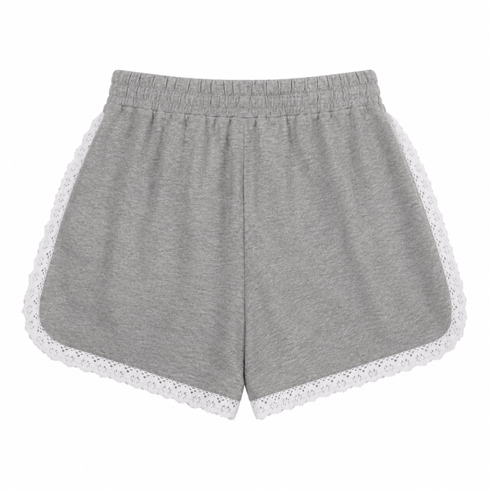 Women Lace Trim Drawstring Shorts