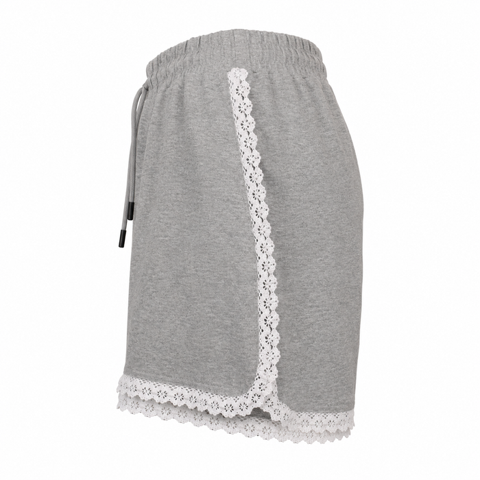 Women Lace Trim Drawstring Shorts