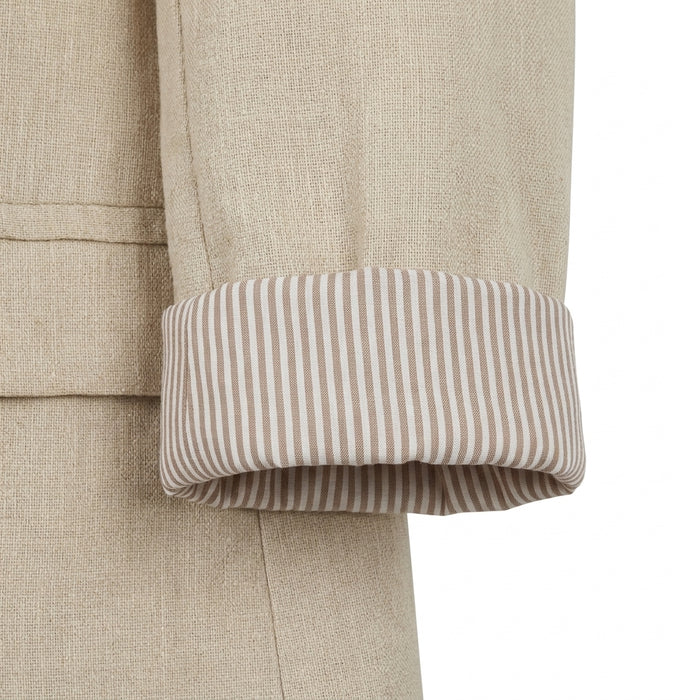 Women Linen Blend Open Front Blazer