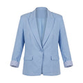Women Linen Blend Open Front Blazer