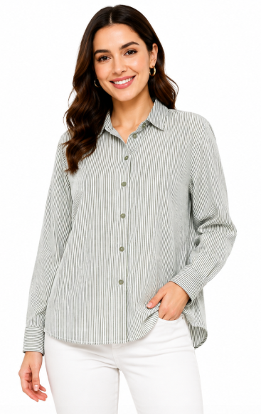 Women Long Sleeve Striped Shirt