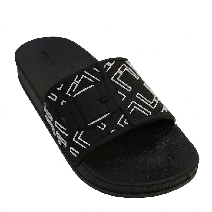 Women Melo Buckle Slide Sandals Geometric Print