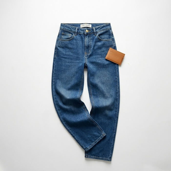 Women Mid Wide Leg Denim Jeans