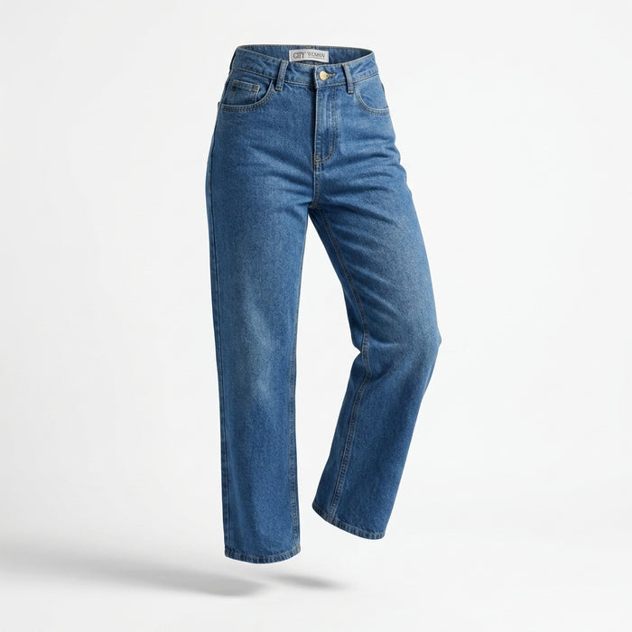 Women Mid Wide Leg Denim Jeans