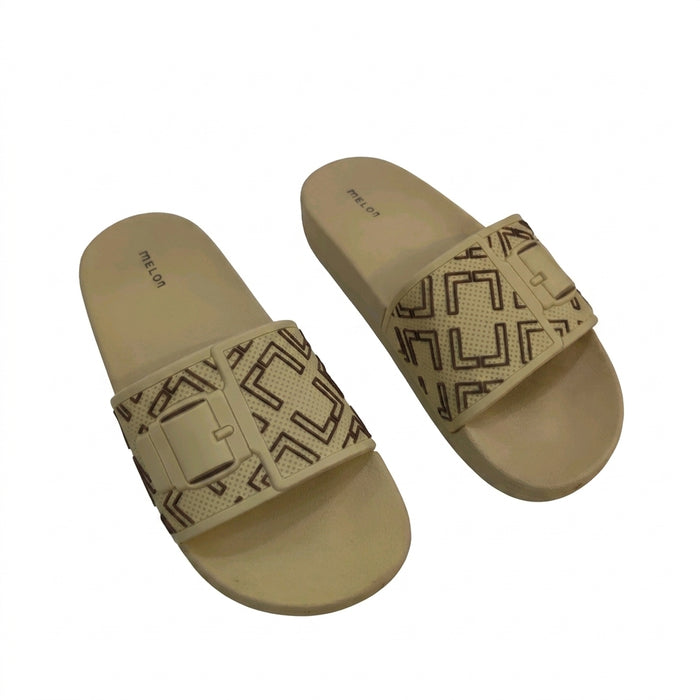 Women Patterned Buckle Slide Sandals
