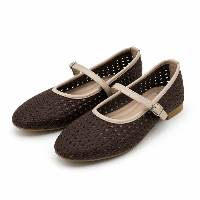 Women Perforated Mary Jane Flats