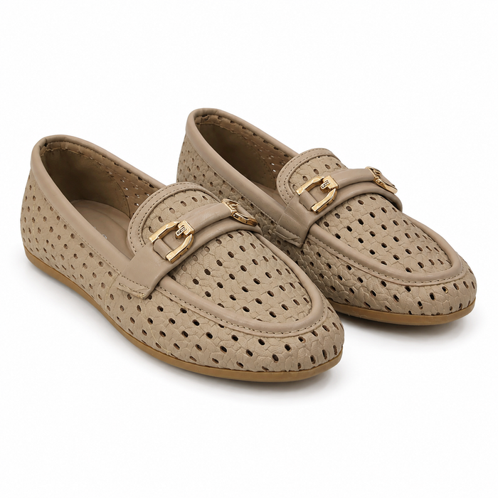Women Perforated Metal Detail Loafers
