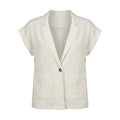 Women Short Sleeve Button Front Blouse With Embroidered Pockets
