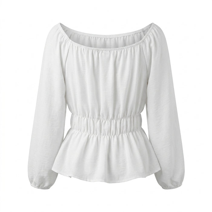 Women Smocked Peplum Blouse
